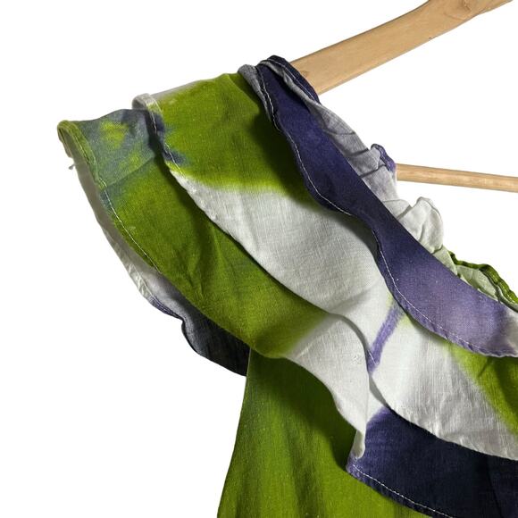 Busayo Collective One Shoulder Green Tie Dye Tiered Maxi Dress Size 8 - Picture 8 of 16